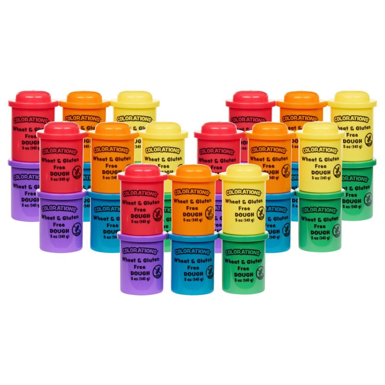 Colorations Wheat & Gluten Free Classic Dough - 5 Each of 6 Colors, Each 5oz , Non-Toxic, Play Dough, Bulk Set, Sensory Kit, Party Favors, Classroom Pack